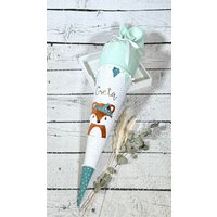 Mädchen Schultüte Mit Flauschigem Fuchs Fuchsmädchen Foxi Aus Stoff Wimpelkette 70 cm von naehdesigns