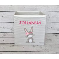 Spielzeugbox Mädchen Hase Spielzeugkiste Spielzeug Wäschebox Box Kiste Größe 33 X 38 cm Personalisiert von naehdesigns