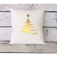 Weihnachtskissen Tannenbaum Weiß Gold 40 X cm Weihnachtskissen Tannenbaum Weiß Gold 40 X cm von naehdesigns