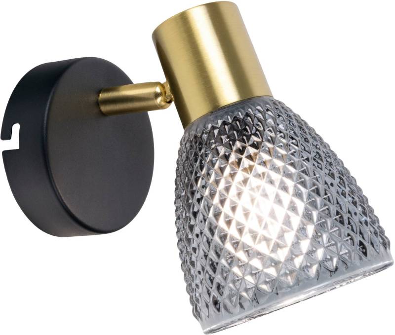 näve Wandleuchte Lindita, ohne Leuchtmittel, 1er Spot, Relief-Glasschirm smokey, Gestell messing matt, 1x E14 exkl. näve Wandleuchte Lindita, ohne Leuchtmittel, 1er Spot, Relief-Glasschirm smokey, Gestell messing matt, 1x E14 exkl. von näve