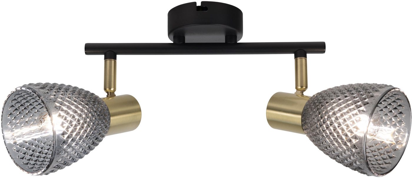 näve Deckenleuchte Lindita, ohne Leuchtmittel, 2er Spot, Relief-Glasschirm smokey, Gestell messing matt, 2x E14 exkl. näve Deckenleuchte Lindita, ohne Leuchtmittel, 2er Spot, Relief-Glasschirm smokey, Gestell messing matt, 2x E14 exkl. von näve