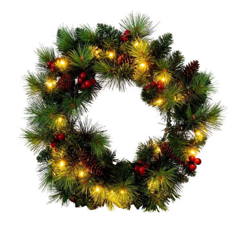 näve Dekolicht, Weihnachtskranz Türkranz Advent grün Außenbereich Timer IP44 LED D 35 von näve