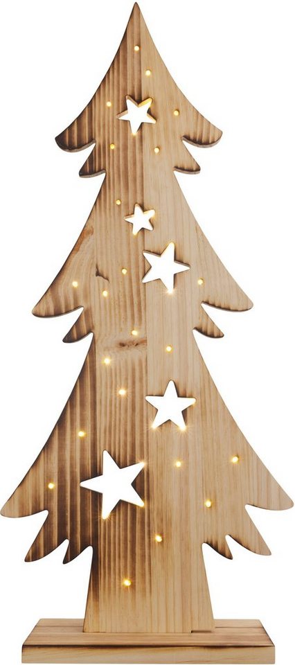 näve LED Baum Tannenbaum, Weihnachtsdeko aus Holz, Timerfunktion, LED fest integriert, Warmweiß, Holz-Stehleuchte, Höhe ca. 80 cm, Batteriebetrieben von näve