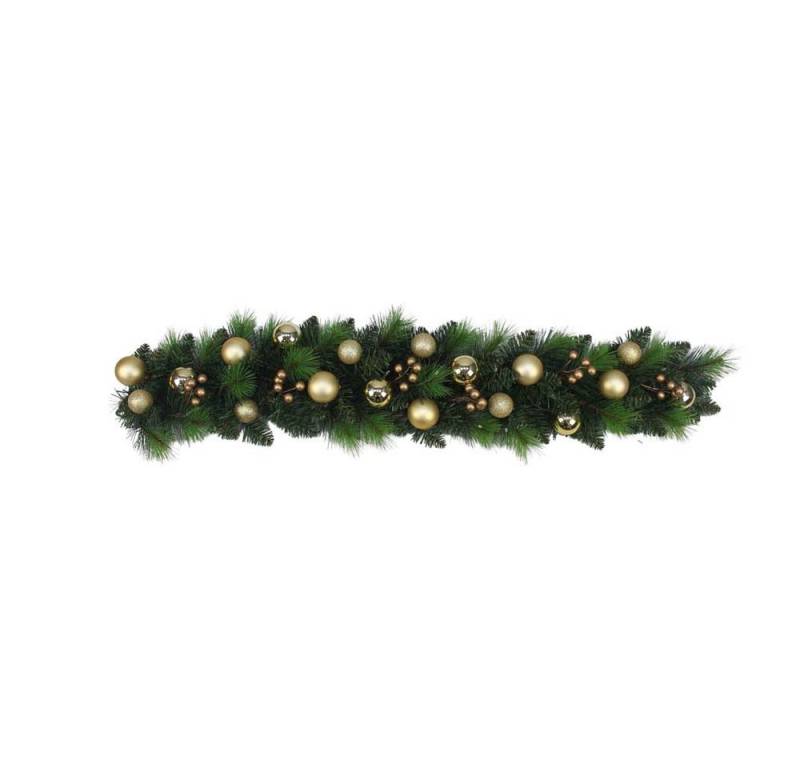 näve LED Dekolicht, LED-Leuchtmittel fest verbaut, Warmweiß, Weihnachtsranke Girlande Türdekoration LED Kugeln gold grün Außen von näve