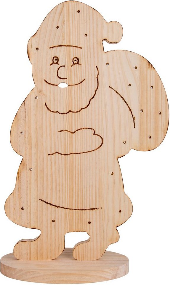 näve LED Dekoobjekt Santa, Weihnachtsdeko aus Holz, Timerfunktion, LED fest integriert, Warmweiß, Holz-Stehleuchte, Höhe ca. 80 cm, Batteriebetrieben von näve