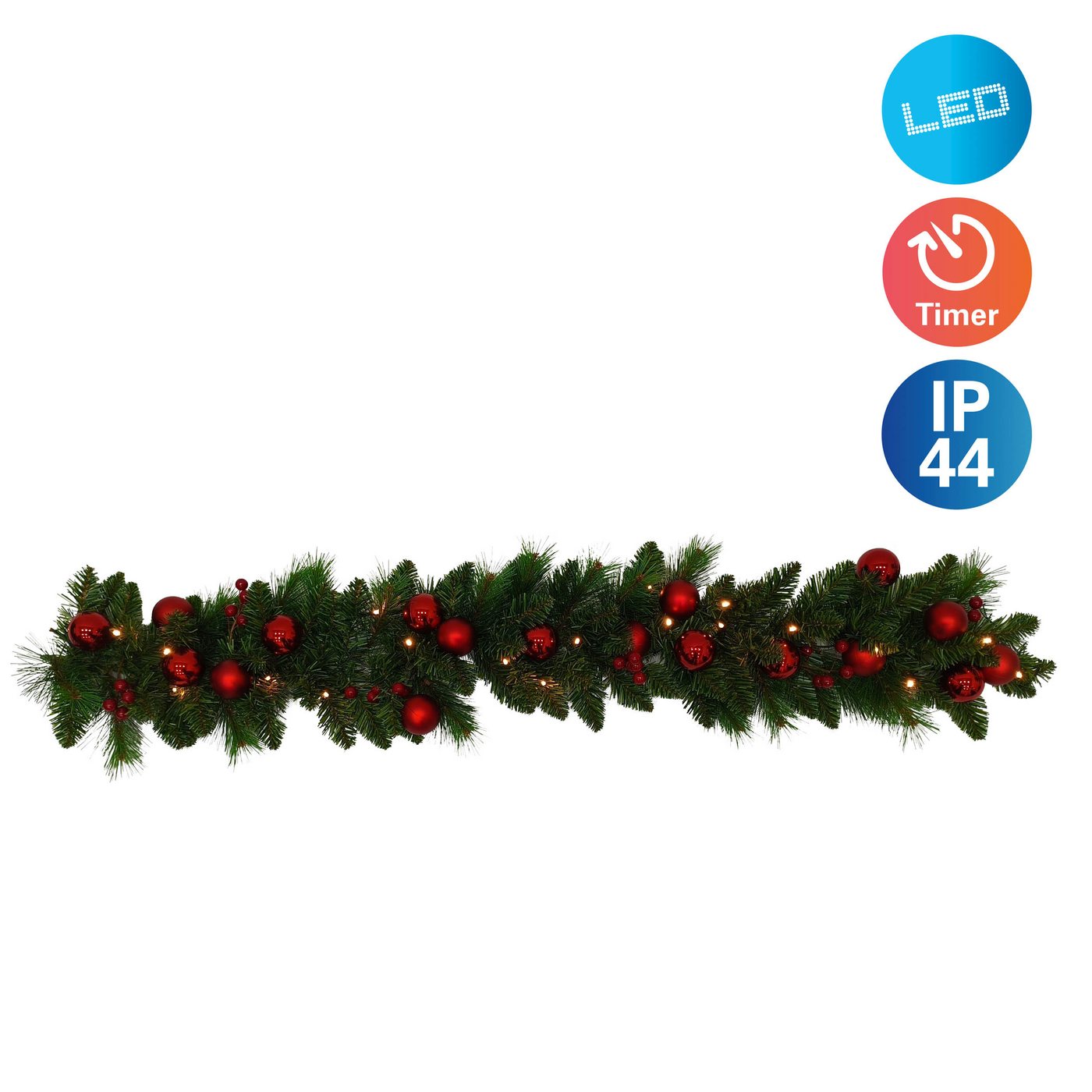 näve LED-Girlande Noel, Batteriefach mit Ein- / Ausschalter, inkl. Timer (6on/18off) von näve