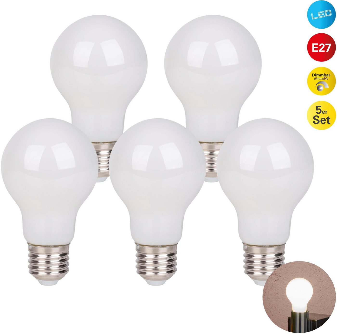 näve LED-Leuchtmittel Daffy, E27, 5 St., Warmweiß, 5er Set, dimmbar, 2600 Kelvin näve LED-Leuchtmittel Daffy, E27, 5 St., Warmweiß, 5er Set, dimmbar, 2600 Kelvin von näve