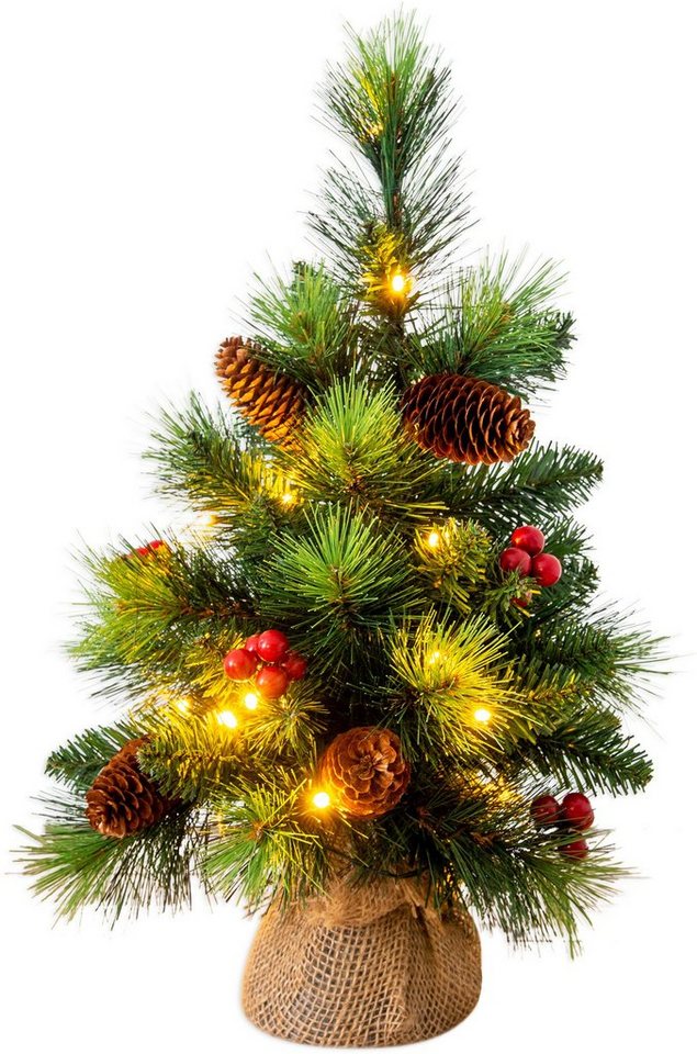 näve LED-Leuchtzweig LED-Weihnachtsbaum mit Beeren und Tannenzapfen, H.45cm, Weihnachtsdeko, Timer von näve
