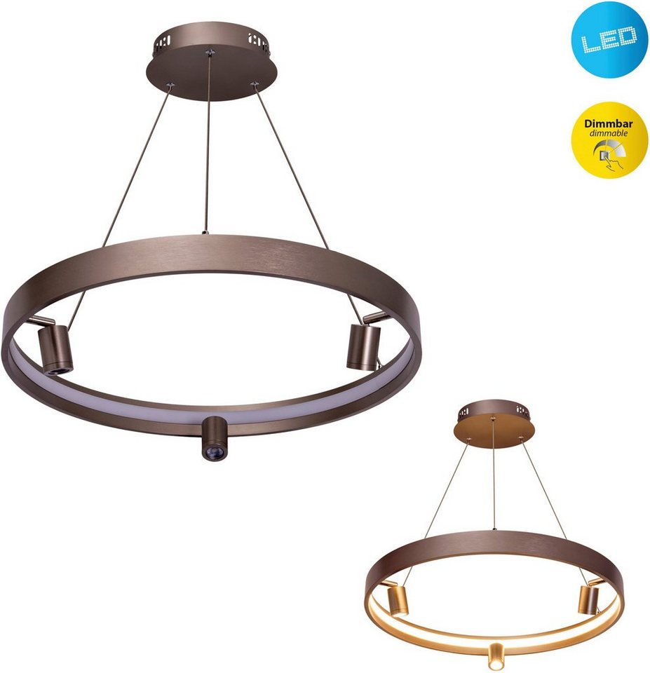 näve LED Pendelleuchte Tristan, Dimmfunktion, LED fest integriert, Warmweiß, Hänge-, Pendellampe warmweiß, 58cm, 37W, stahl-blank, inkl. Trafo,IP20 von näve