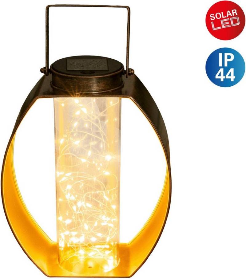näve LED Solarleuchte Fairylight, LED fest integriert, Warmweiß, messing Innenseite gold, Kunststoffzylinder mit LED Lichterdraht von näve