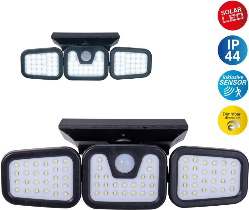 näve LED Solarleuchte Pacita, Sensorschalter, LED fest integriert, Kaltweiß, Wandleuchte, dimmbar in 3 Stufen, Sensor/Dämmerungsschalter von näve