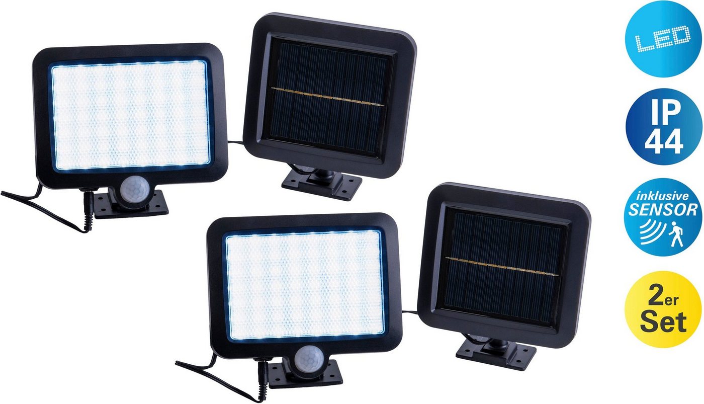 näve LED Solarleuchte Pepe, Bewegungsmelder, LED fest integriert, Kaltweiß, 2er Set, inkl. Bewegungsmelder Reichweite max. 5-8 m, kaltweiß von näve