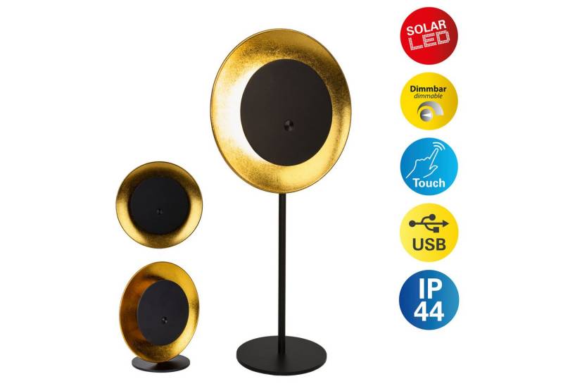 näve LED Solarleuchte Solan, Dimmfunktion, USB-Ladefunktion, LED fest integriert, Warmweiß, 4in1 Akku-Solar-Tisch-Hängeleuchte, Touchschalter, USB, dimmbar von näve