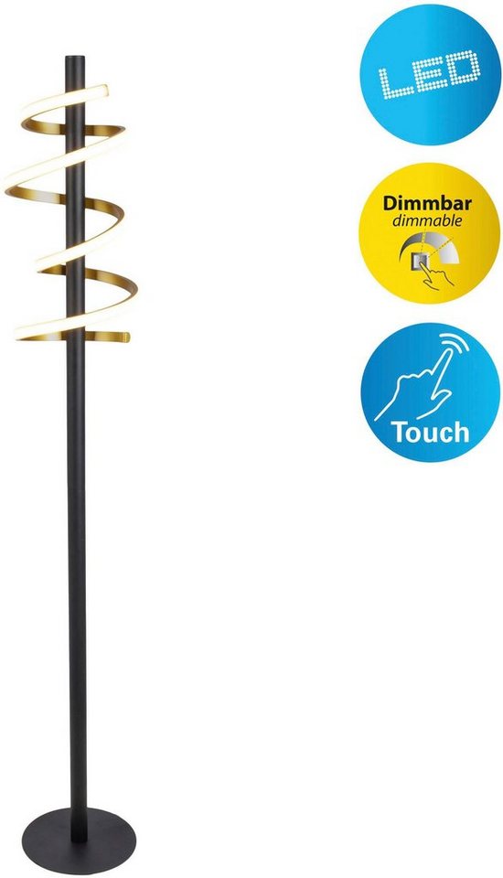 näve LED Stehlampe Belleza, Dimmfunktion, LED fest integriert, Warmweiß, Touchschalter, warmweiß, 15W, 3-Stufen dimmbar, Höhe: 140cm von näve