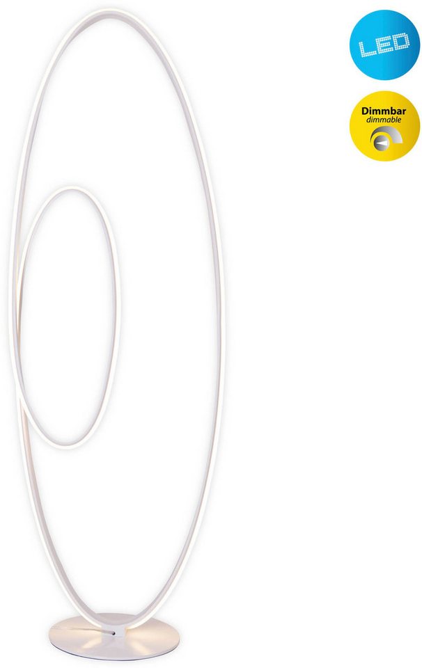 näve LED Stehlampe Odrive, Dimmfunktion, LED fest integriert, Warmweiß, oval, dimmbar, geschwungene bogenförmige LED-Streifen, weiß, H: 120cm von näve
