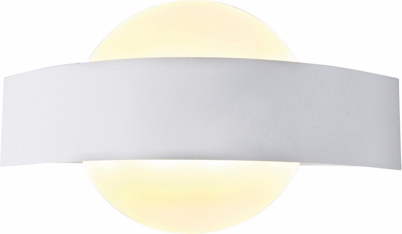 näve LED Wandleuchte Stan, LED fest integriert, Warmweiß, Effizienzklasse: E, weiß/satiniert, Metall/Acryl, l: 24cm, h: 13cm von näve