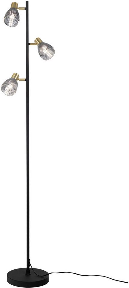 näve Stehlampe Lindita, ohne Leuchtmittel, 3er Spot, Relief-Glasschirm smokey, Gestell messing matt, 3x E14 exkl. näve Stehlampe Lindita, ohne Leuchtmittel, 3er Spot, Relief-Glasschirm smokey, Gestell messing matt, 3x E14 exkl. von näve