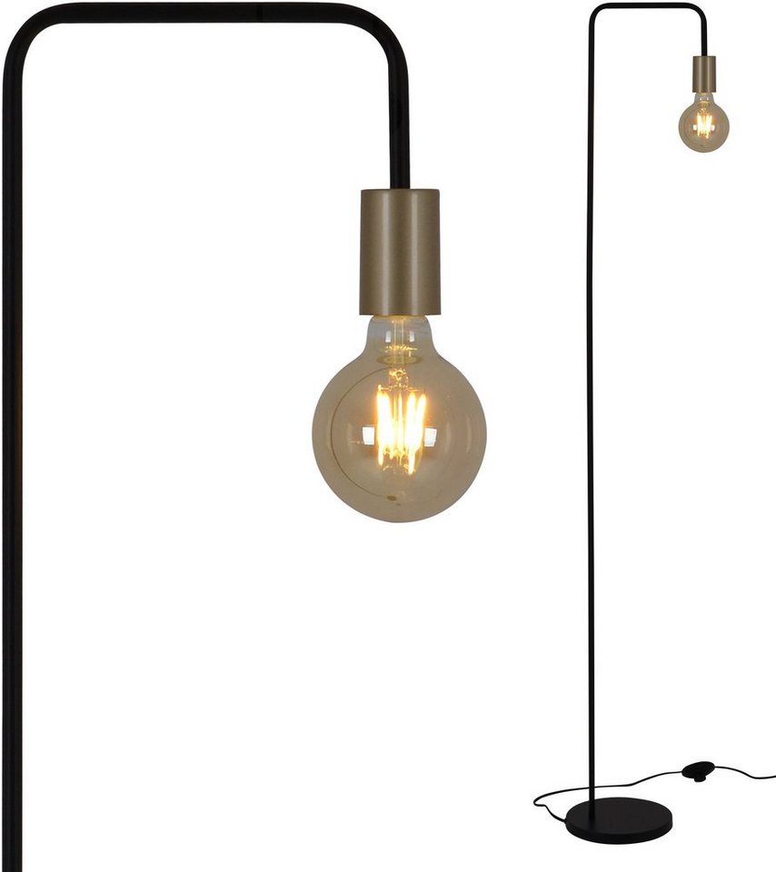 näve Stehlampe Modo, ohne Leuchtmittel, E27 max. 40W, schwarz/gold, Fußschlater, h: 150cm, b: 20,5cm von näve