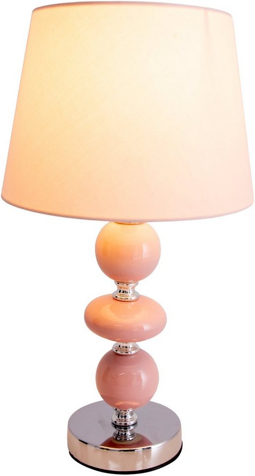 näve Tischleuchte Araga, ohne Leuchtmittel, Keramik Tischleuchte mit Textilschirm (Baumwolle), Kippschalter,H:36cm von näve