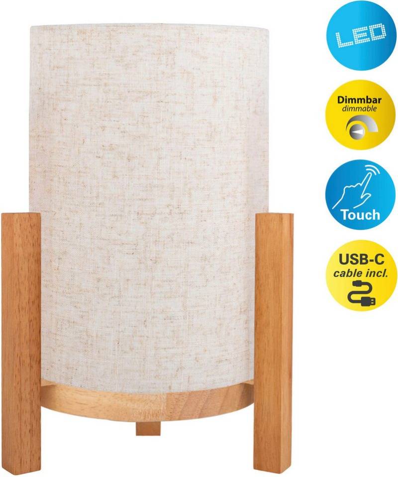 näve LED Tischleuchte Madita, Ein-/Ausschalter, LED wechselbar, Warmweiß, Akkubetrieb, inkl. USB-C-Kabel, Holzgestell, Textilschirm, dimmbar näve LED Tischleuchte Madita, Ein-/Ausschalter, LED wechselbar, Warmweiß, Akkubetrieb, inkl. USB-C-Kabel, Holzgestell, Textilschirm, dimmbar von näve