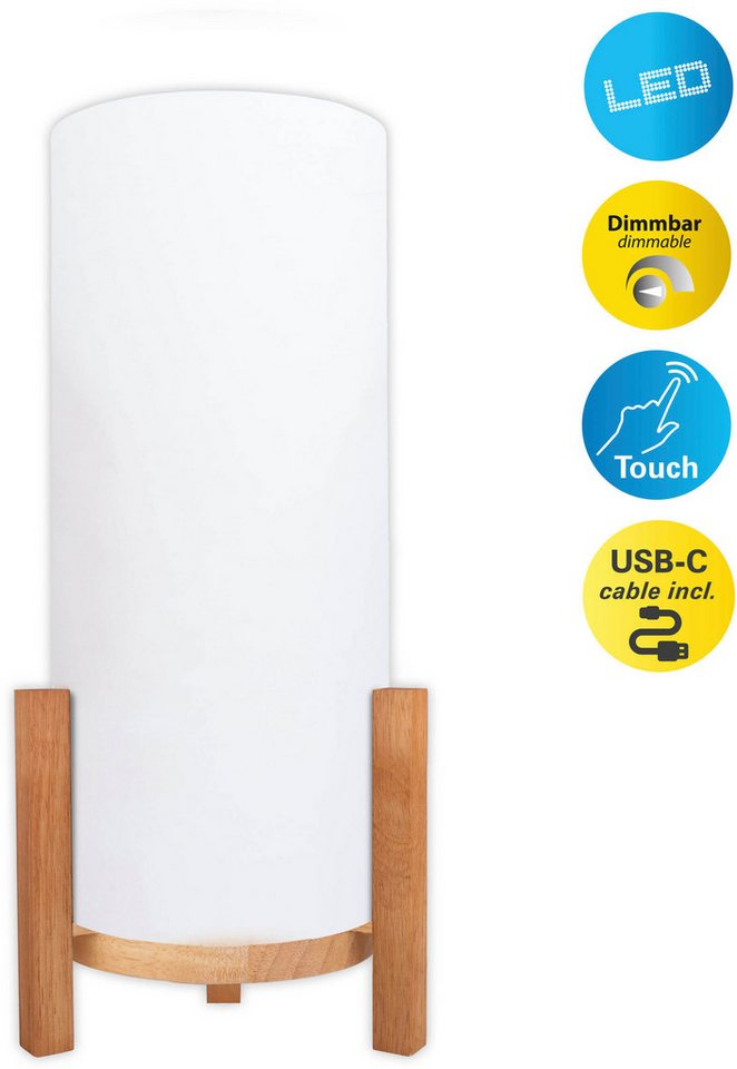 näve LED Tischleuchte Madita, Ein-/Ausschalter, LED wechselbar, Warmweiß, Akkubetrieb, inkl. USB-C-Kabel, Holzgestell, Textilschirm, dimmbar näve LED Tischleuchte Madita, Ein-/Ausschalter, LED wechselbar, Warmweiß, Akkubetrieb, inkl. USB-C-Kabel, Holzgestell, Textilschirm, dimmbar von näve