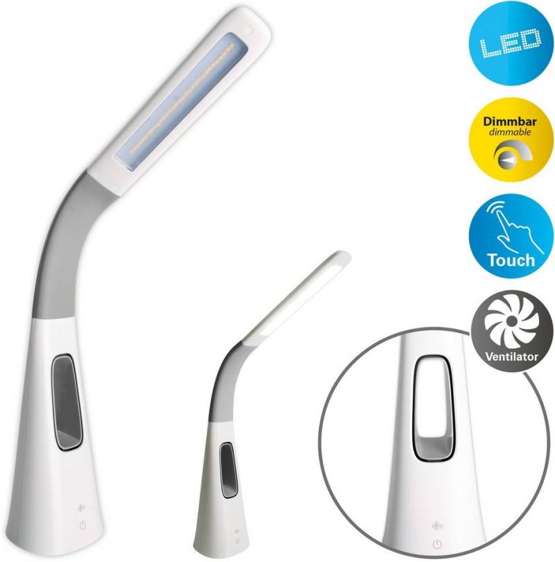 näve Tischleuchte Ventu, Ventilatorfunktion, LED fest integriert, Kaltweiß, mit Ventilator von näve
