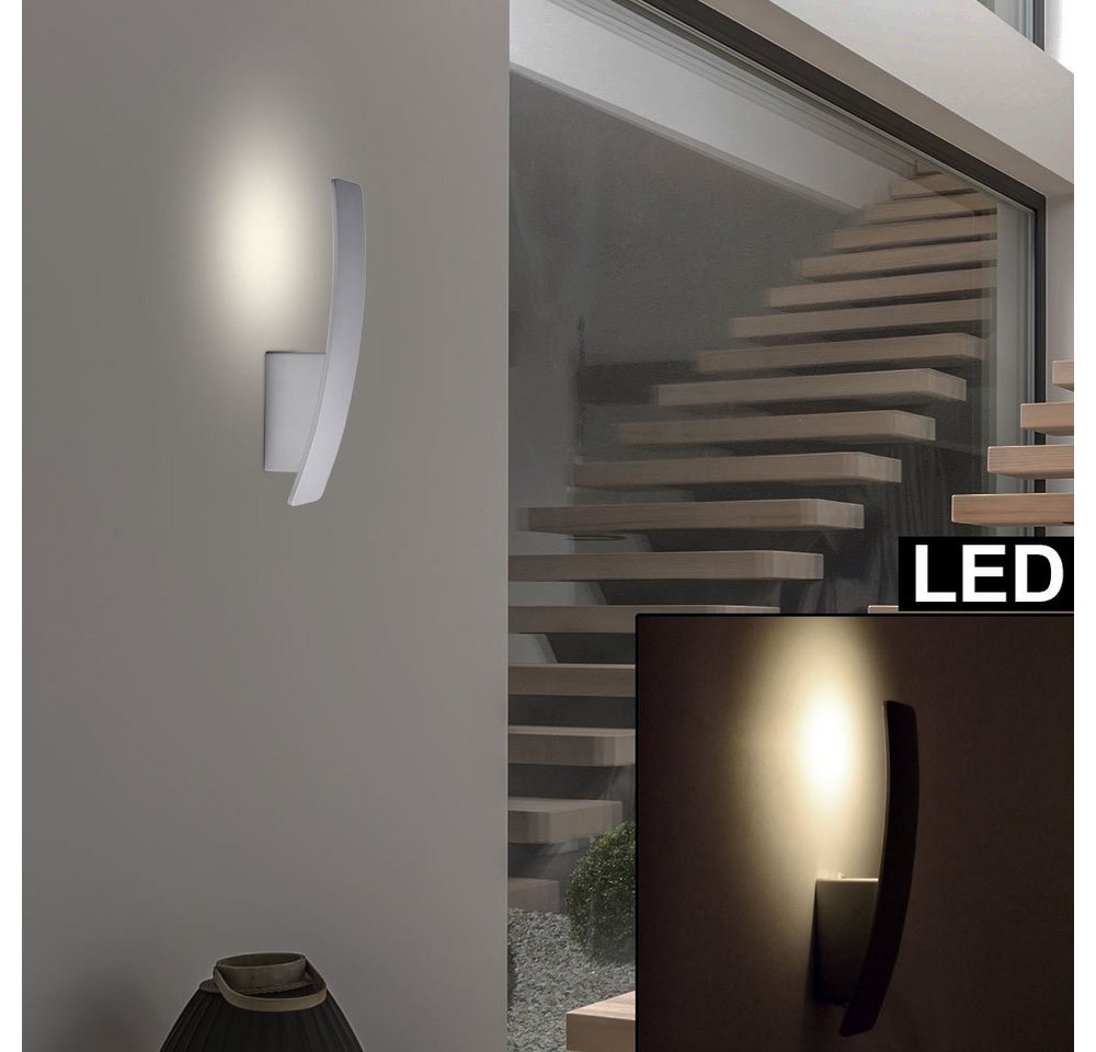 näve LED Wandleuchte, LED-Leuchtmittel fest verbaut, Warmweiß, LED Design Wand Leuchte ALU Spot Beleuchtung Lampe Wohn Zimmer Treppen von näve