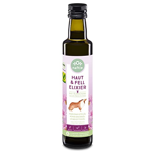 naftie Bio Öl für Hunde Haut & Fell Elixier - Futteröl Ölmix - Mariendistelöl, Kürbiskernöl & Leinöl - 250ml von naftie