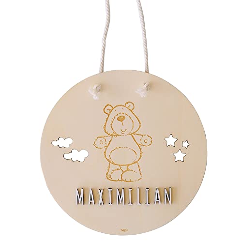 nagu® Personalisierte Holz Namen | Große Dekotafel für Babyzimmer, Kinderzimmer Junge oder Mädchen | ideal zur Kinderzimmerdekoration oder als originelles Geschenk für Jungen von nagu