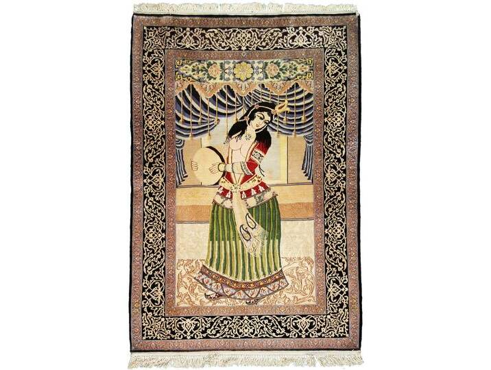 Isfahan Bild Seidenkette Teppich 106x155 Handgeknüpft Orientteppich Perserteppich von nain TRADING