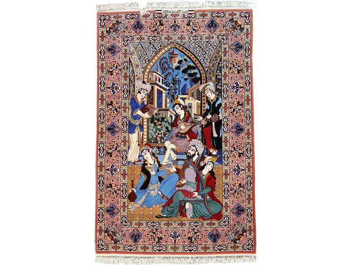 Isfahan Bild Seidenkette Teppich 108x167 Handgeknüpft Orientteppich Perserteppich von nain TRADING