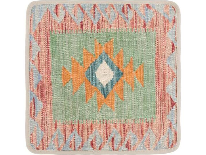 Kelim Afghan Kissenbezug Teppich 40x40 Handgeknüpft Orientteppich Quadratisch Wolle von nain TRADING