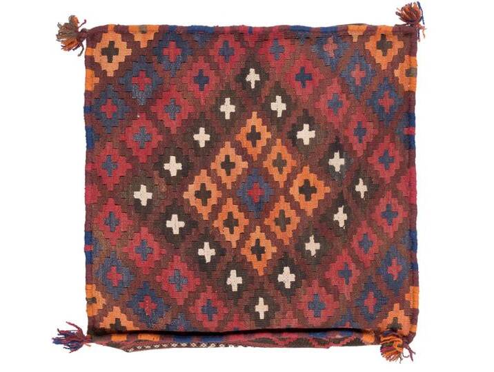 Kelim Afghan Kissenbezug Teppich 40x40 Handgeknüpft Orientteppich Quadratisch Wolle von nain TRADING