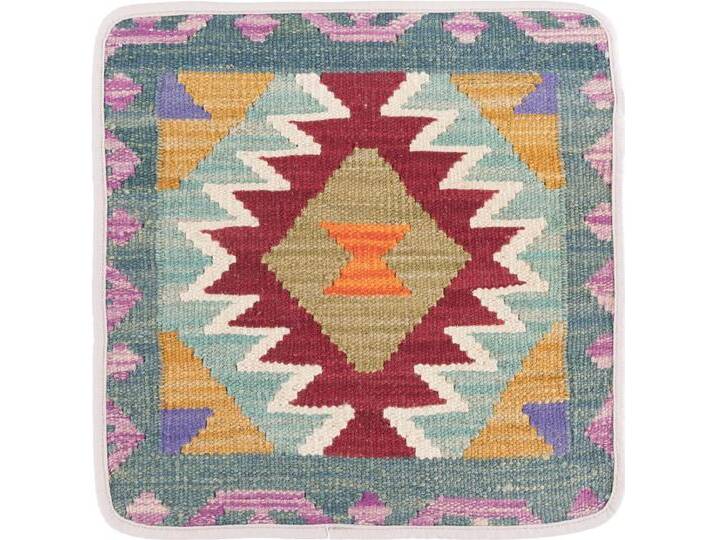 Kelim Afghan Kissenbezug Teppich 40x40 Handgeknüpft Orientteppich Quadratisch Wolle von nain TRADING