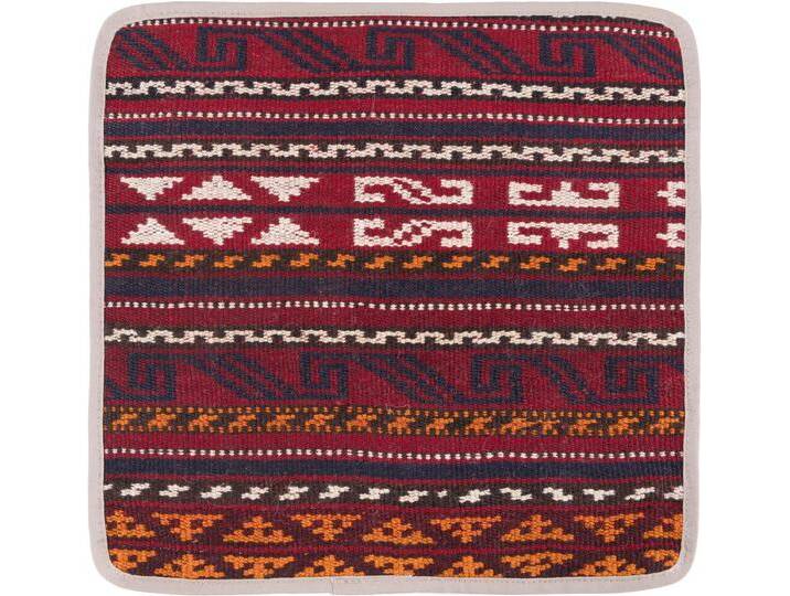 Kelim Afghan Kissenbezug Teppich 40x40 Handgeknüpft Orientteppich Quadratisch Wolle von nain TRADING