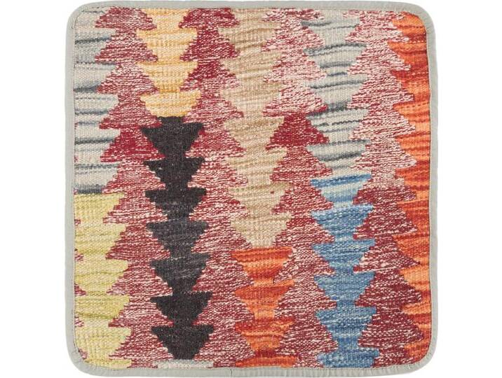 Kelim Afghan Kissenbezug Teppich 45x45 Handgeknüpft Orientteppich Quadratisch Wolle von nain TRADING