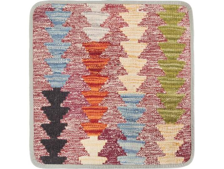 Kelim Afghan Kissenbezug Teppich 45x45 Handgeknüpft Orientteppich Quadratisch Wolle von nain TRADING