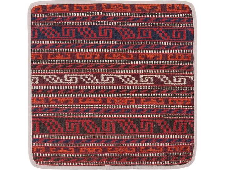 Kelim Afghan Kissenbezug Teppich 45x45 Handgeknüpft Orientteppich Quadratisch Wolle von nain TRADING