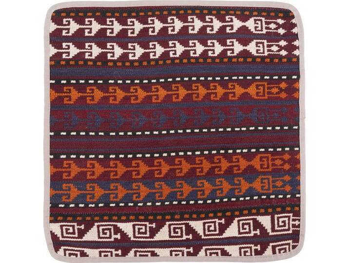 Kelim Afghan Kissenbezug Teppich 45x45 Handgeknüpft Orientteppich Quadratisch Wolle von nain TRADING