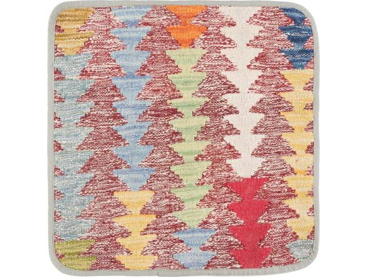 Kelim Afghan Kissenbezug Teppich 45x45 Handgeknüpft Orientteppich Quadratisch Wolle von nain TRADING