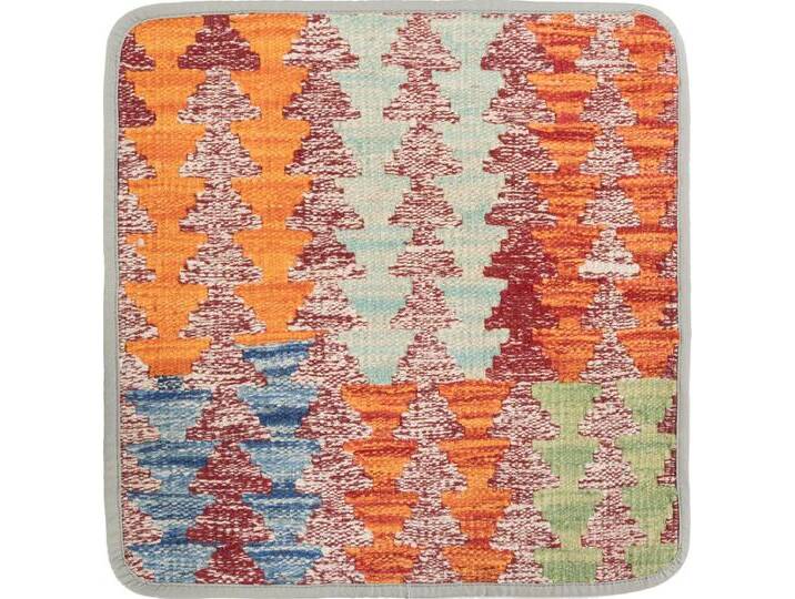 Kelim Afghan Kissenbezug Teppich 45x45 Handgeknüpft Orientteppich Quadratisch Wolle von nain TRADING