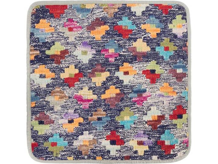 Kelim Afghan Kissenbezug Teppich 45x45 Handgeknüpft Orientteppich Quadratisch Wolle von nain TRADING