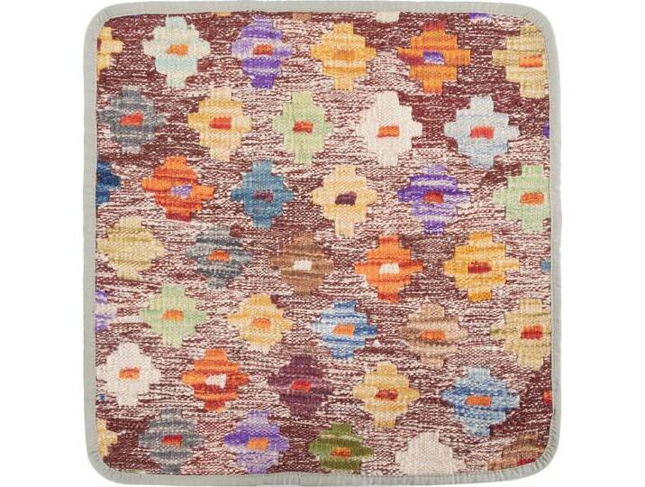 Kelim Afghan Kissenbezug Teppich 45x45 Handgeknüpft Orientteppich Quadratisch Wolle von nain TRADING