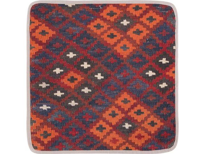 Kelim Afghan Kissenbezug Teppich 45x45 Handgeknüpft Orientteppich Quadratisch Wolle von nain TRADING