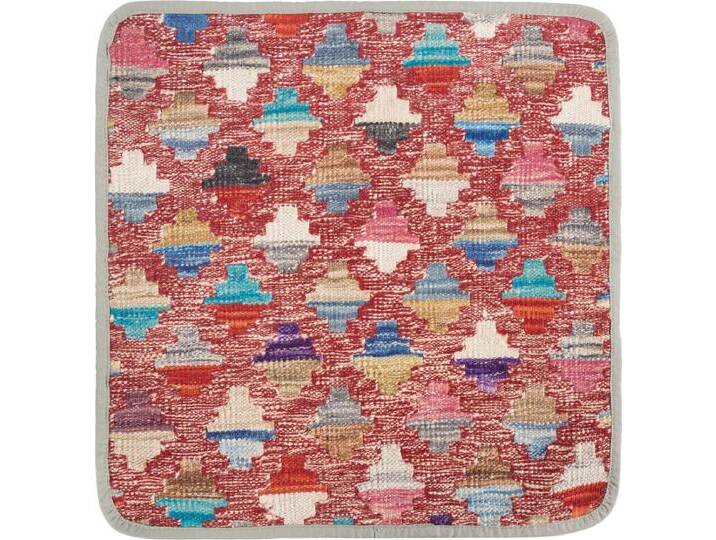 Kelim Afghan Kissenbezug Teppich 45x45 Handgeknüpft Orientteppich Quadratisch Wolle von nain TRADING