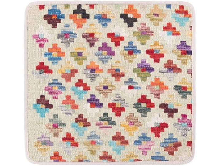 Kelim Afghan Kissenbezug Teppich 50x50 Handgeknüpft Orientteppich Quadratisch Wolle von nain TRADING