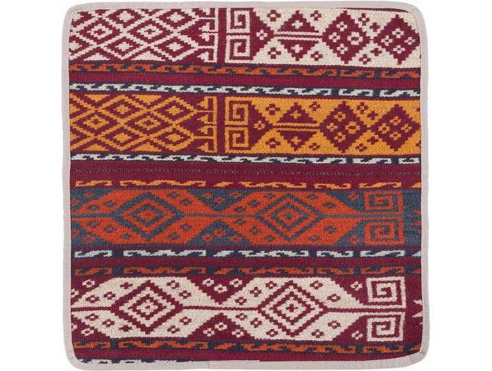 Kelim Afghan Kissenbezug Teppich 50x50 Handgeknüpft Orientteppich Quadratisch Wolle von nain TRADING