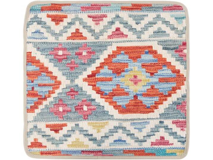 Kelim Afghan Kissenbezug Teppich 50x50 Handgeknüpft Orientteppich Quadratisch Wolle von nain TRADING