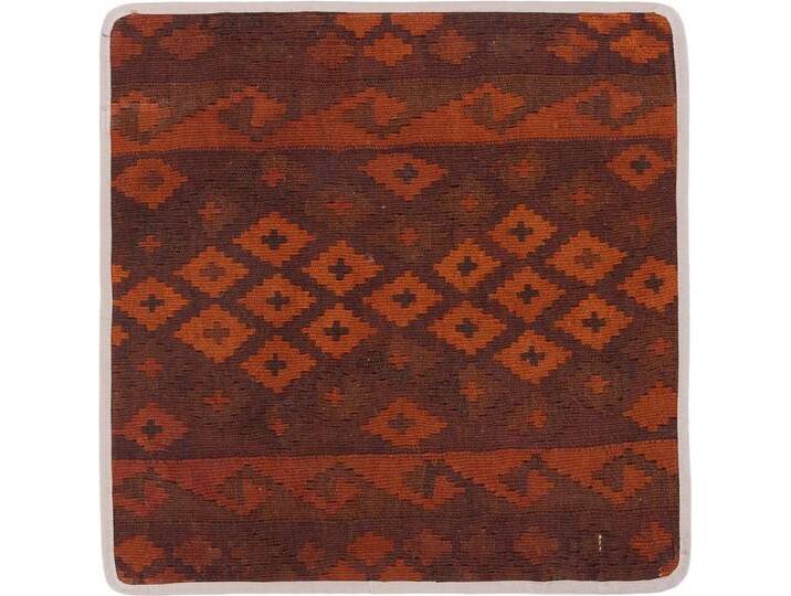 Kelim Afghan Kissenbezug Teppich 50x50 Handgeknüpft Orientteppich Quadratisch Wolle von nain TRADING