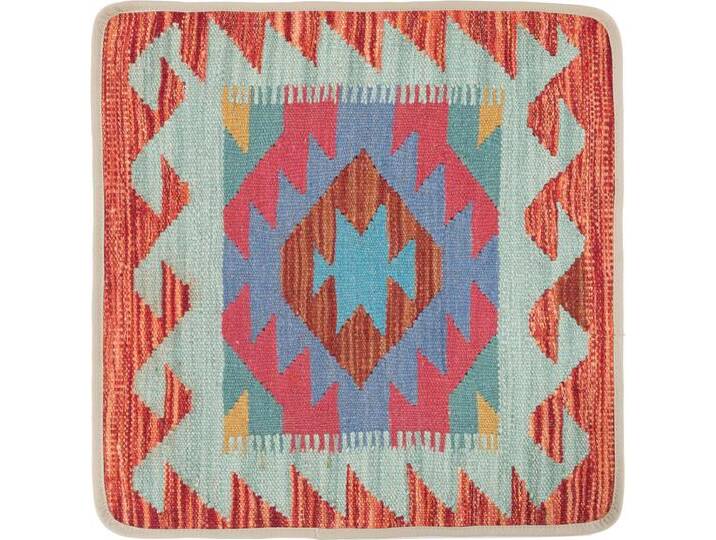 Kelim Afghan Kissenbezug Teppich 50x50 Handgeknüpft Orientteppich Quadratisch Wolle von nain TRADING